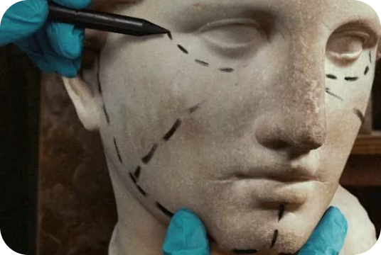 Marquage pré-opératoire de chirurgie esthétique sur un buste sculpté – Clinique de l'Impératrice, Rennes